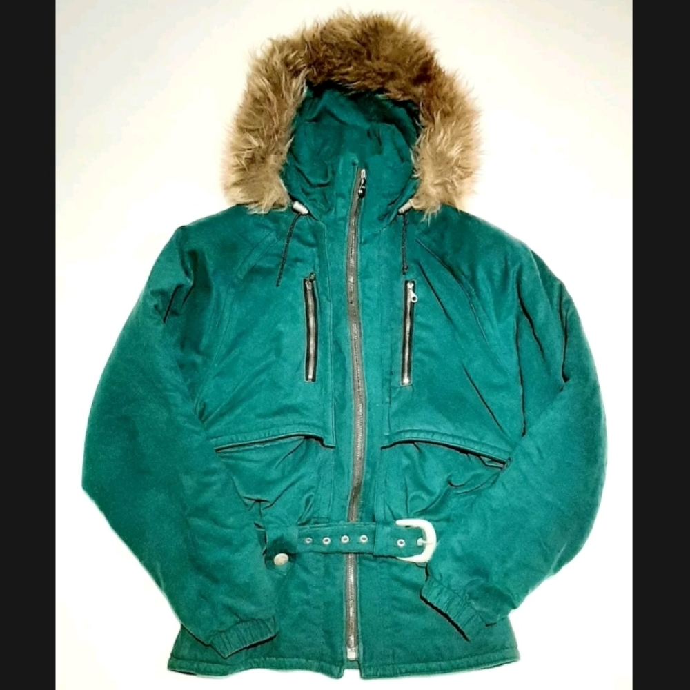 NILS Womens Vintage Soft Lambs Wool Hood Insulated Coat Ski Coat Jacket Size 8